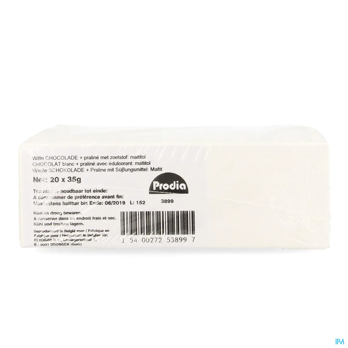 Prodia Reep Chocolade Wit Praline 20x35g