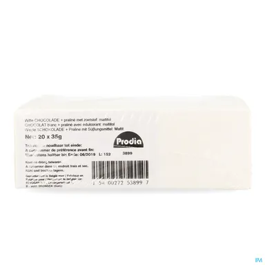 Prodia Reep Chocolade Wit Praline 20x35g