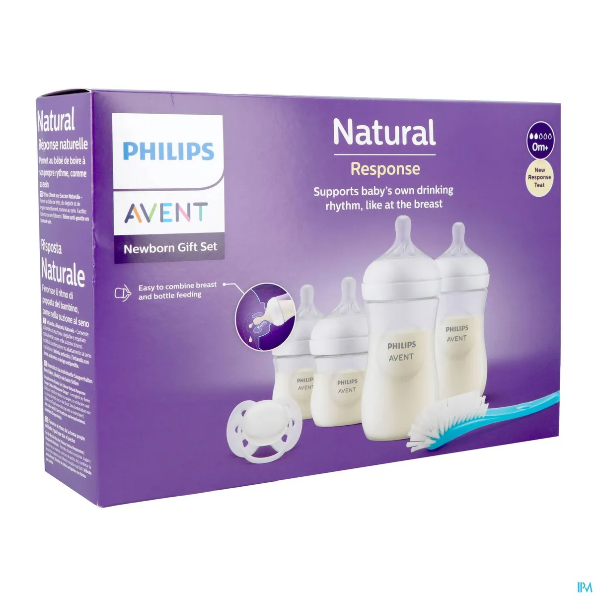 Philips Avent Natural StarterSet 4 Zuigflessen, 1 Fopspeen, 1 Borstel