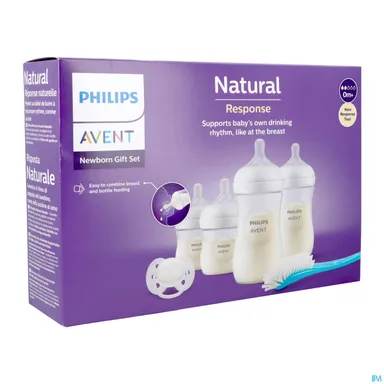 Philips Avent Natural StarterSet 4 Zuigflessen, 1 Fopspeen, 1 Borstel