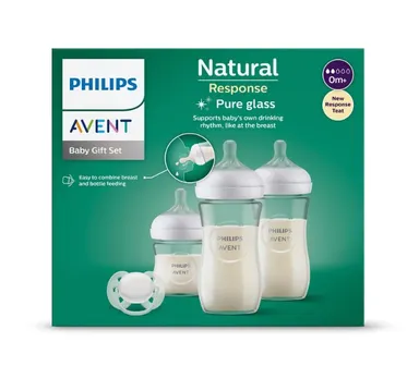 Philips Avent Natural StarterSet Glas 3 Zuigflessen 1 Fopspeen