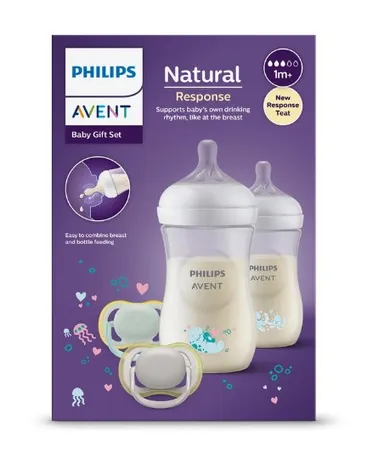 Philips Avent Natural StarterSet 2 Zuigflessen met Motief 2 Fopspenen