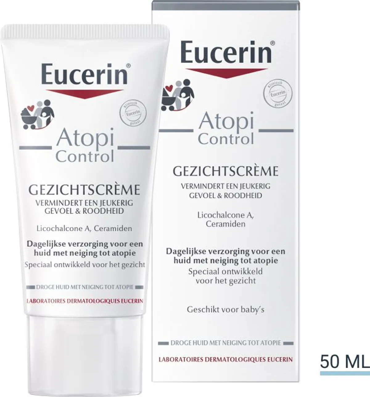 Eucerin AtopiControl Gezichtscrème Droge Huid met neiging tot Atopie Tube 50ml