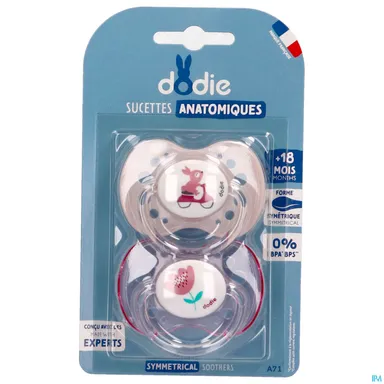 Dodie Anatomische Fopspeen Duo Girly (+ 18 maanden)