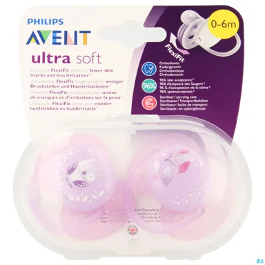 Philips Avent Fopspeen Soft Deco +0m Girl 2