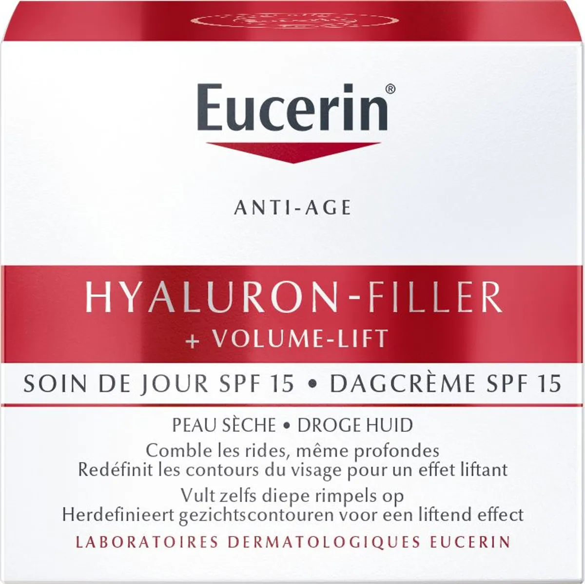 Eucerin Hyaluron-Filler + Volume-Lift Soin de Jour SPF 15 Peau Sèche Crème Anti-Rides & Anti-Âge Pot 50ml