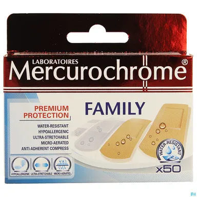 Mercurochrome Pleisters Family 50 Stuks