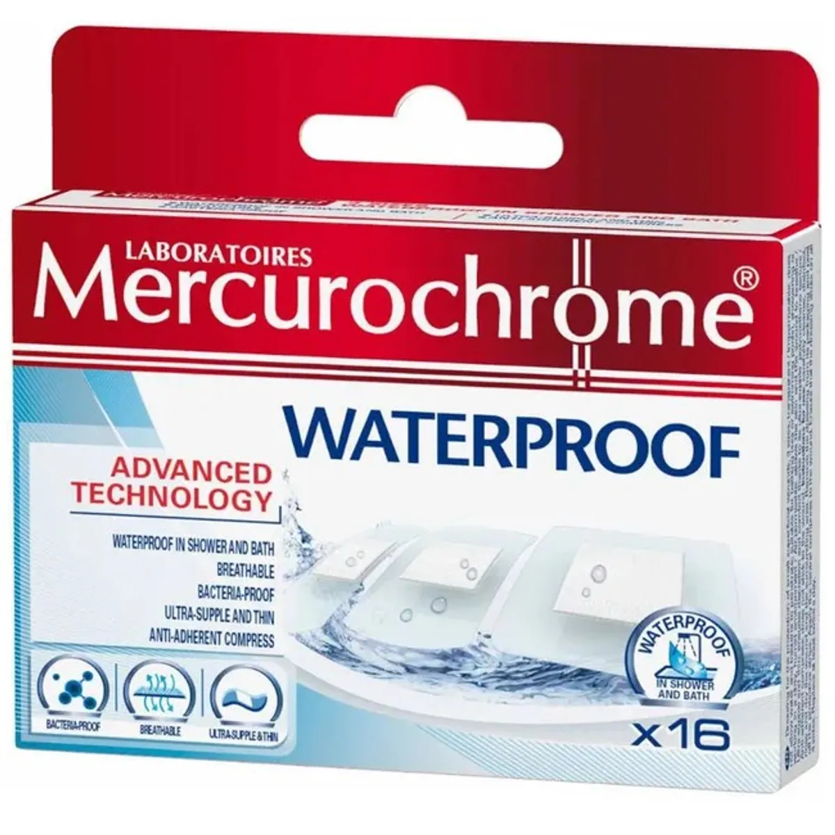 Mercurochrome Pleisters Waterproof 16 Stuks