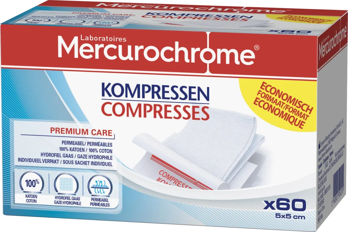 Mercurochrome 60 Compresses 5x5 cm