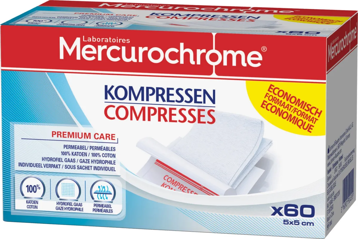 Mercurochrome 60 Compresses 5x5 cm