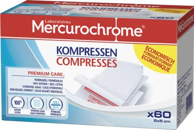 Mercurochrome 60 Compresses 5x5 cm