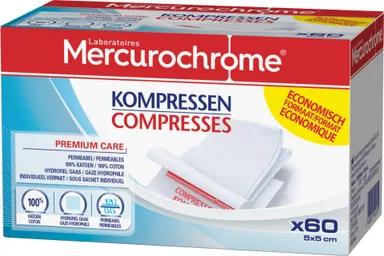 Mercurochrome 60 Kompressen 5x5 cm