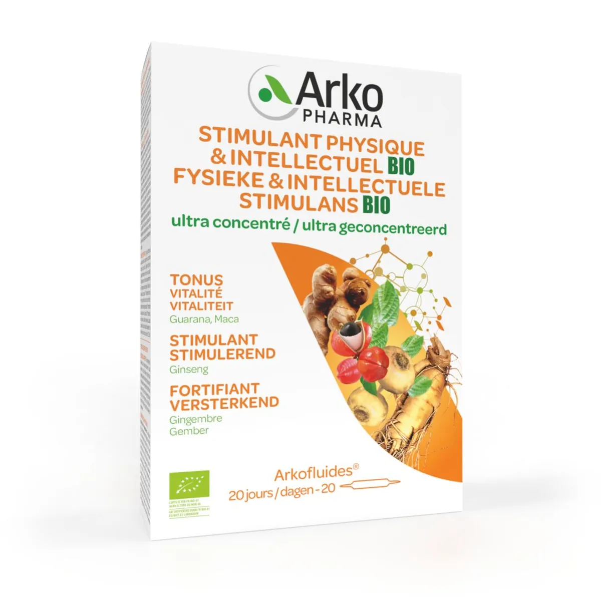 Arkofluides Stimulant Physique 20 Ampoules