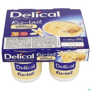 Delical Melkdessert HP-HC Vanilla Rijstpap 4x200g