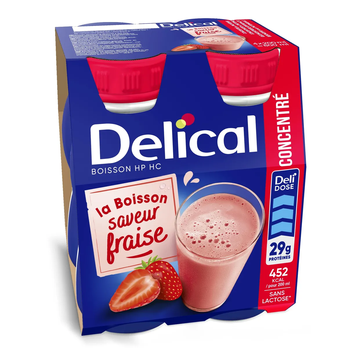Delical Concentré Boisson HP-HC Fraise 4x200ml