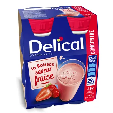 Delical Concentraat Drank HP-HC Aardbei 4x200ml