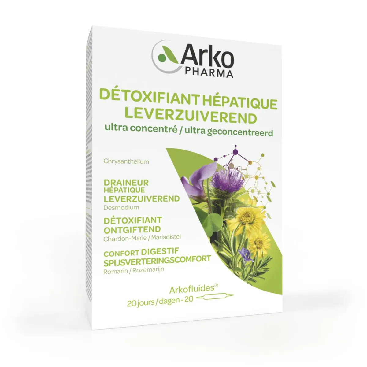 Arkofluides Détoxifiant Hépatique 20 Ampoules