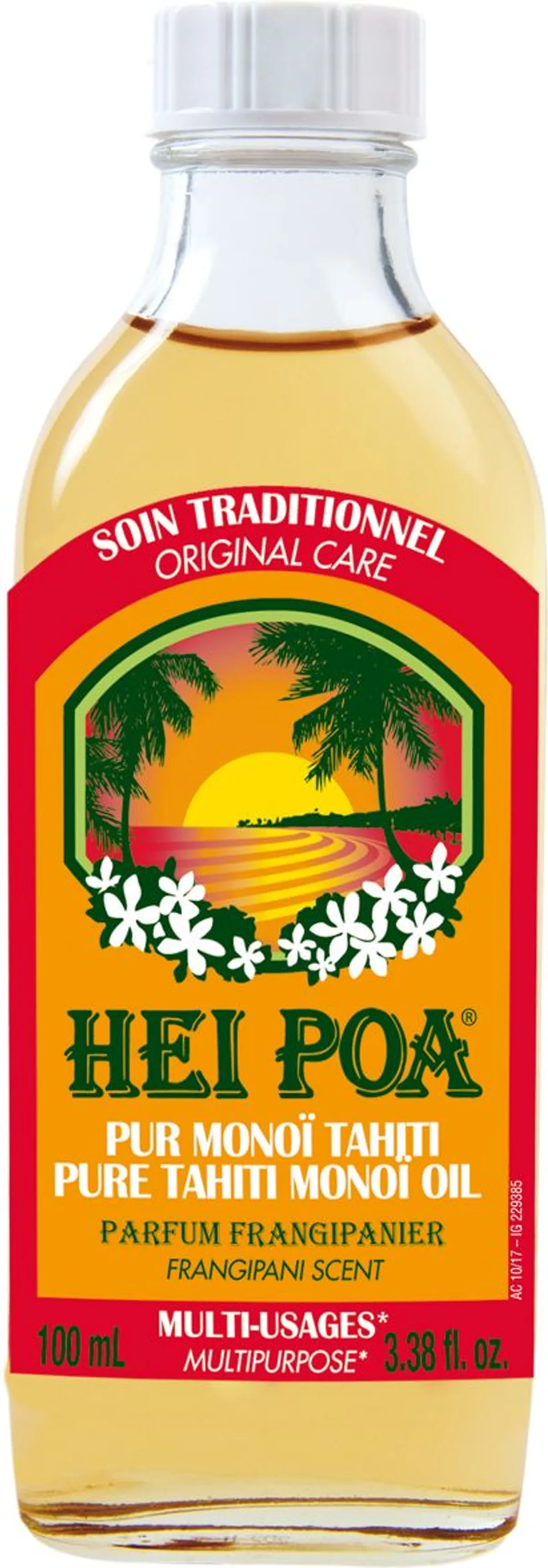 Hei Poa Soin Traditionnel Pur Monoi Tahiti 100ml (Parfum Frangipanier)