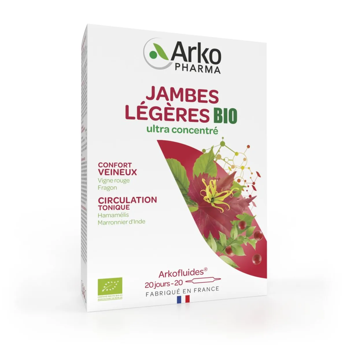 Arkofluide Jambes Légères Bio 20 Ampoules
