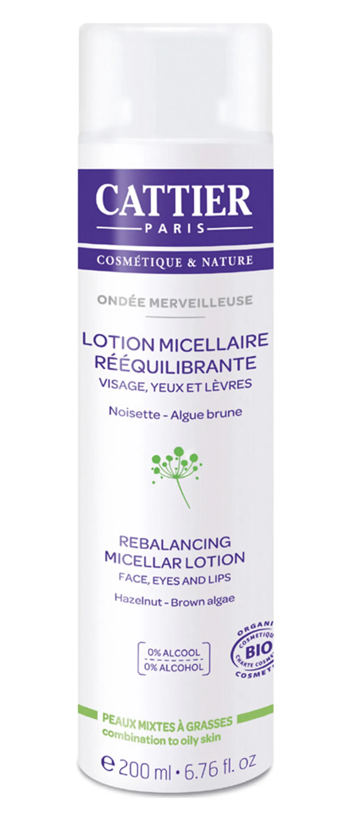 Cattier Micellaire Lotion Rebalancing Hazelnoot & Bruin Zeewier Bio 200 ml