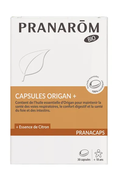 Pranarôm Pranacaps Origan Essence de Citron Bio 30 Capsules