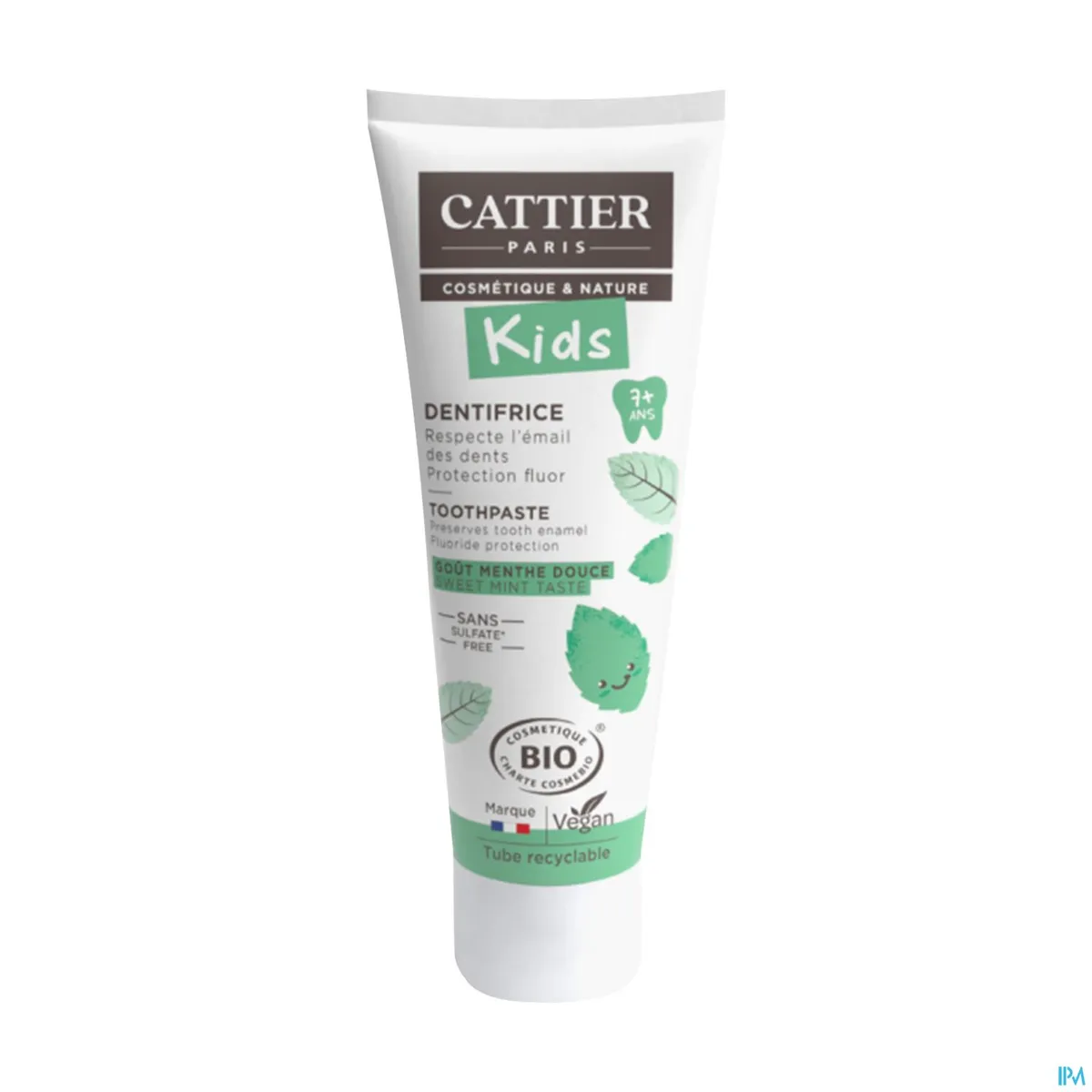 Cattier Kids Bio Tandpasta 7 Jaar + Fluor Bescherming Zachte Bio Munt 50 ml