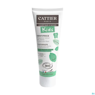 Cattier Kids Bio Tandpasta 7 Jaar + Fluor Bescherming Zachte Bio Munt 50 ml
