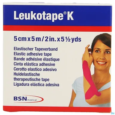 Leukotape K Huidelastische therapeutische tape Roze 5 cm x 5 m 1