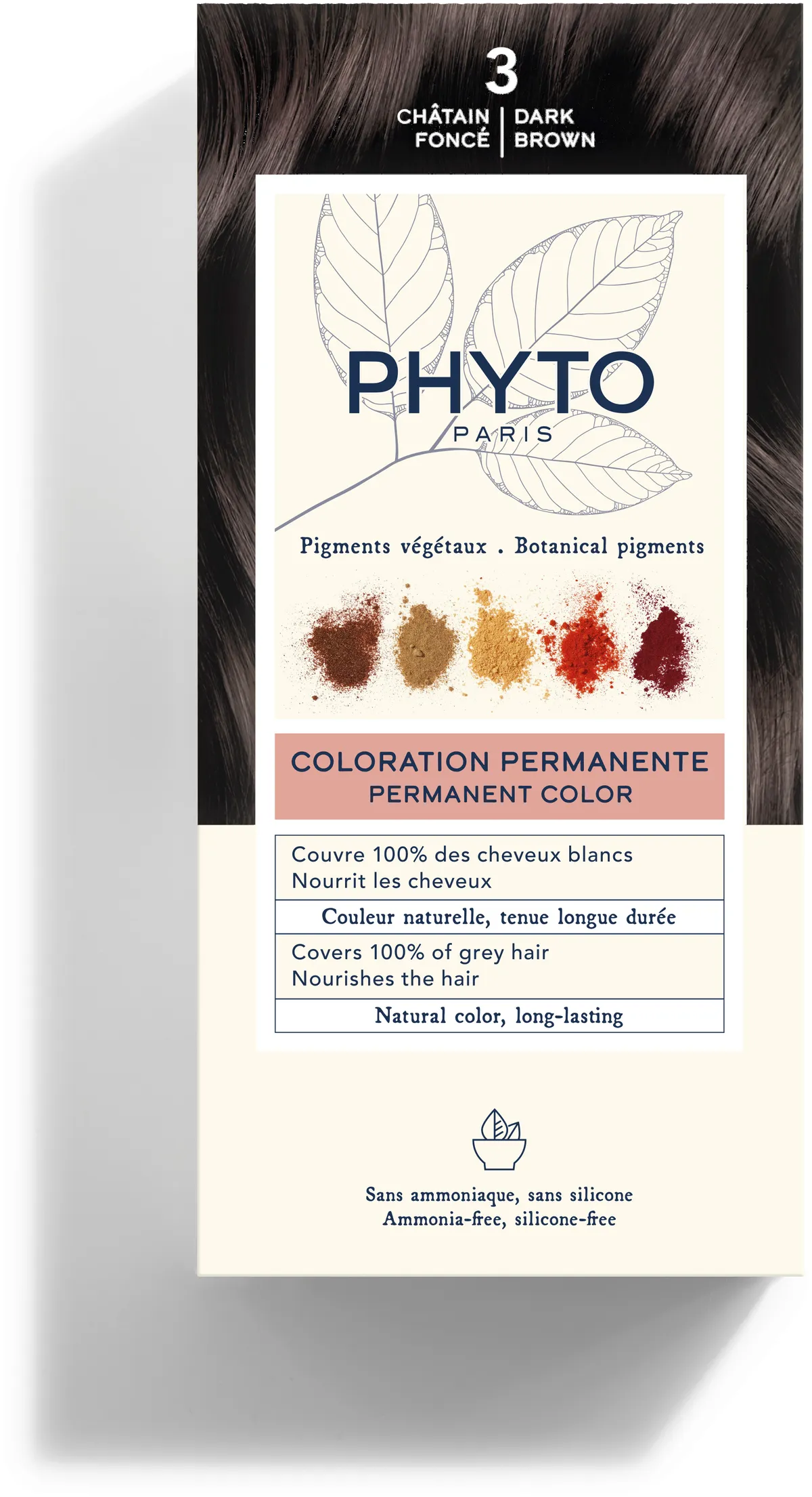 PHYTO Coloration Permanente 3 Châtain Foncé