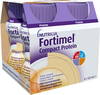 Fortimel Compact Protein Pittige Tropical-Gembersmaak 4x125ml