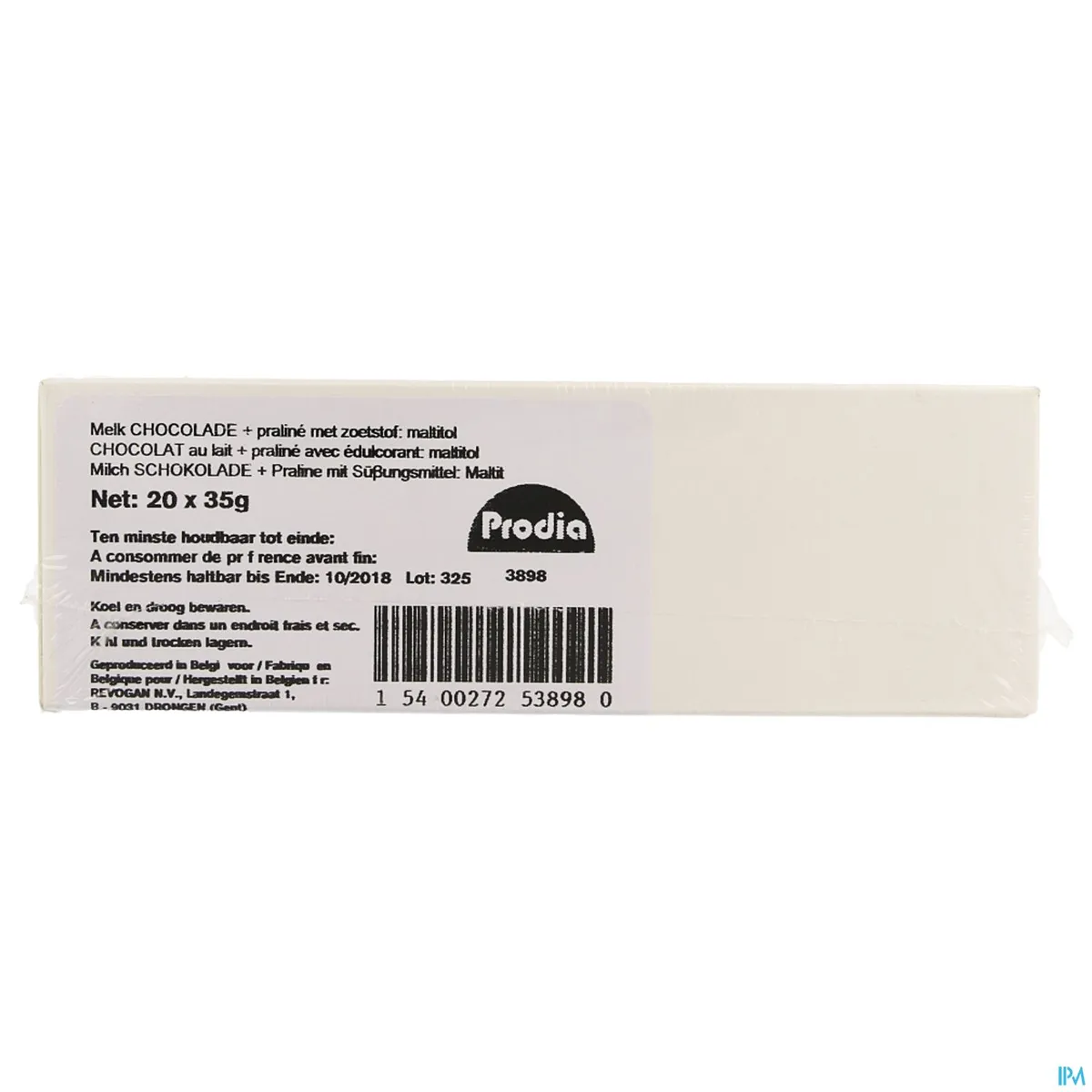 Prodia Reep Chocolade Melk Praline 20x35g