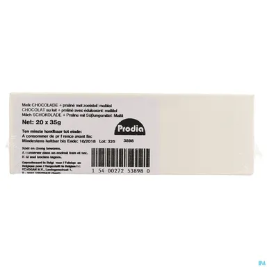 Prodia Reep Chocolade Melk Praline 20x35g