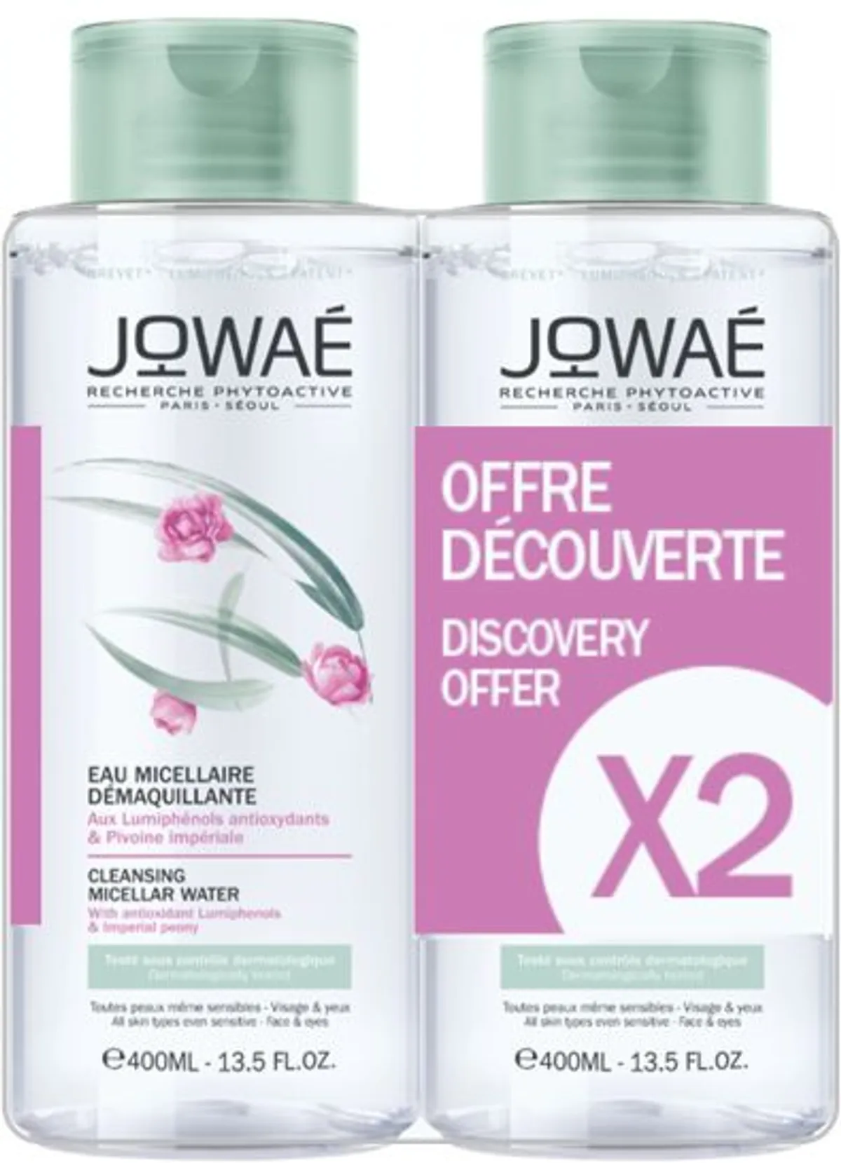 Jowaé Eau Micellaire Démaquillante 2x400ml (offre découverte)