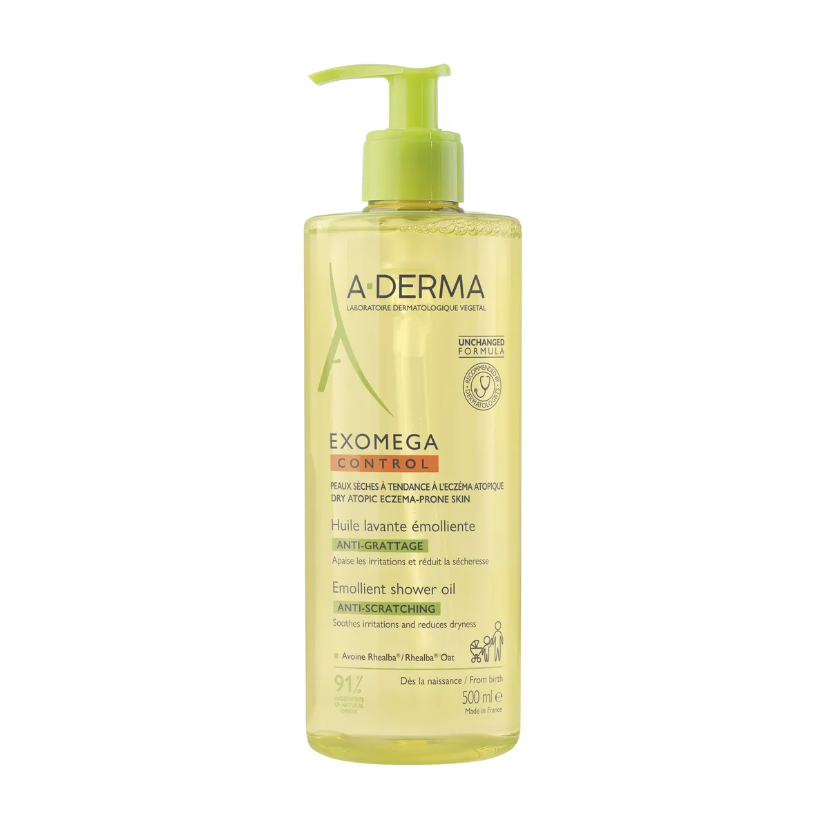 A-Derma Exomega Control Huile Lavante Emolliente Anti-Grattage 500Ml