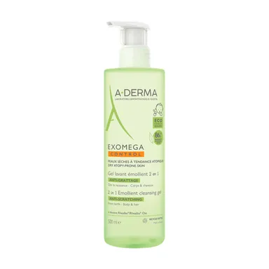 A-Derma Exomega Control Gel Lavant Emollient 2 En 1 Anti-Grattage 500Ml