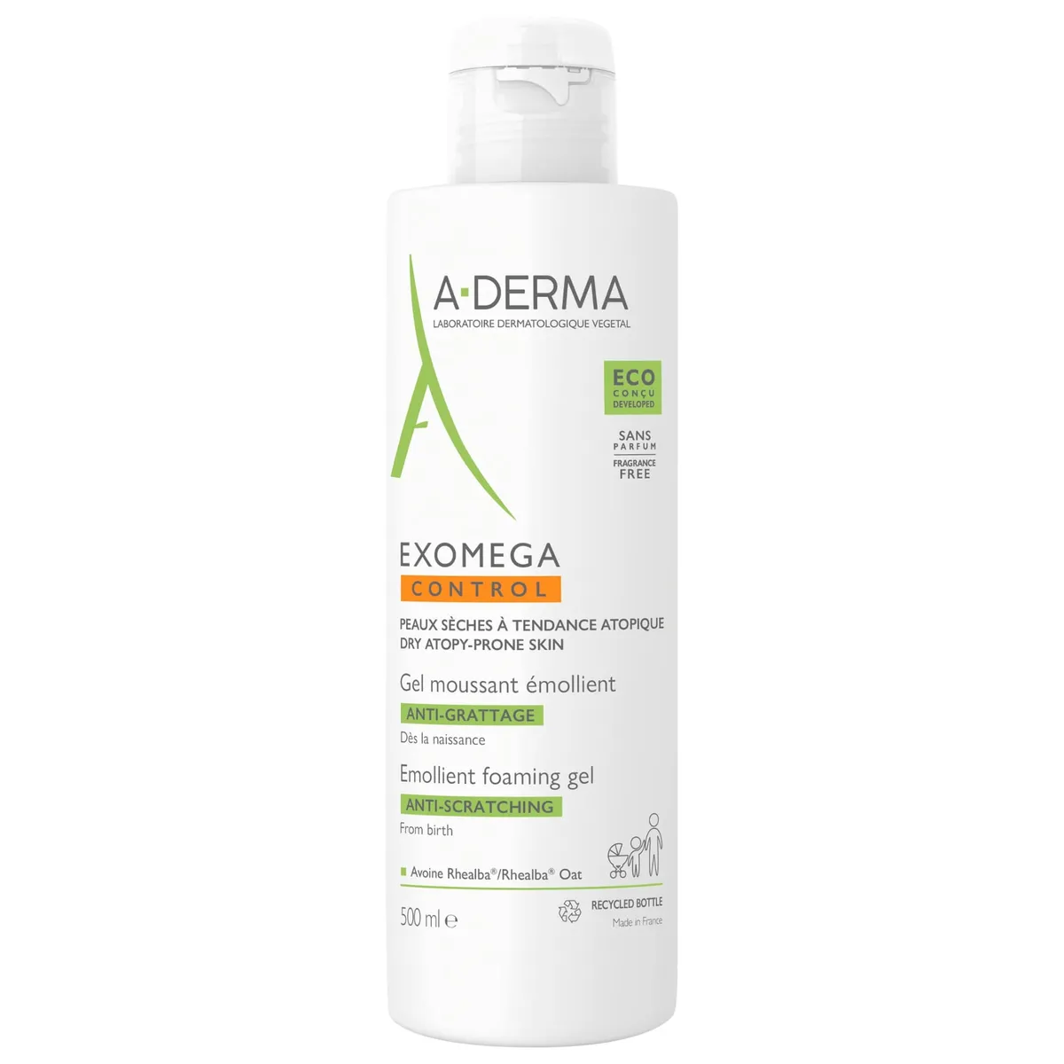 A-Derma Exomega Control Gel Moussant Emollient Anti-Grattage 500Ml