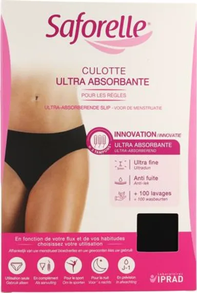Saforelle Culotte Ultra Absorbante Noir Taille M
