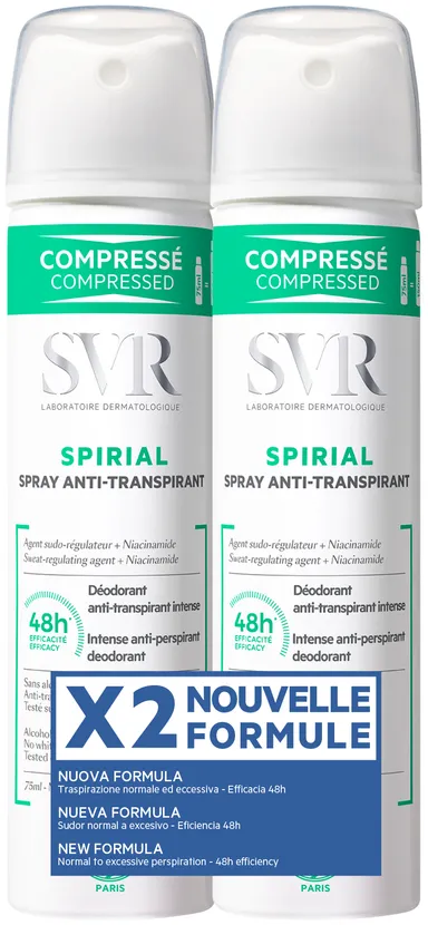 SVR Spirial Anti-Transpirant Spray 2x75ml (Nouvelle Formule)