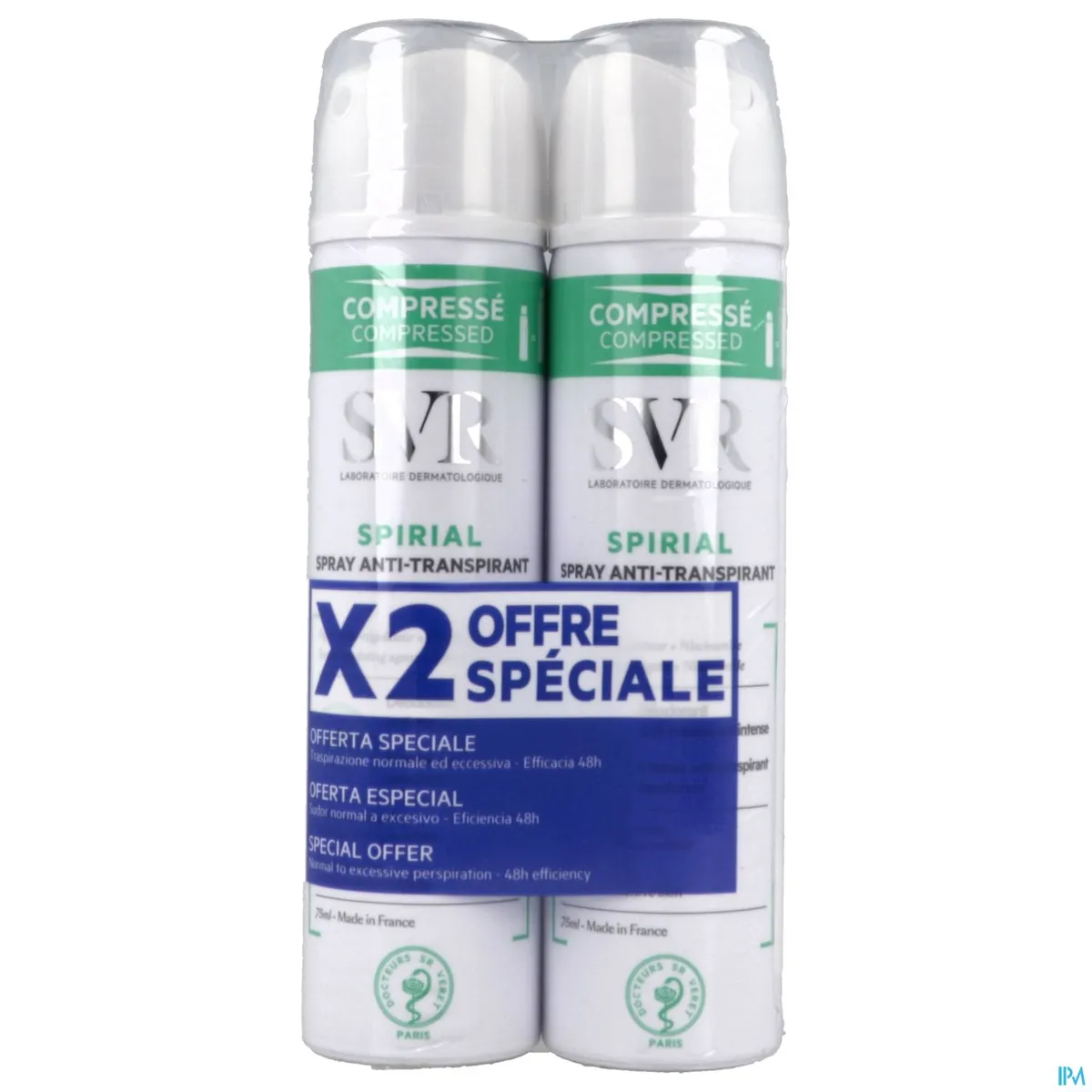 SVR Spirial Anti-Transpiratie Spray 2x75ml (Nieuwe Formule)
