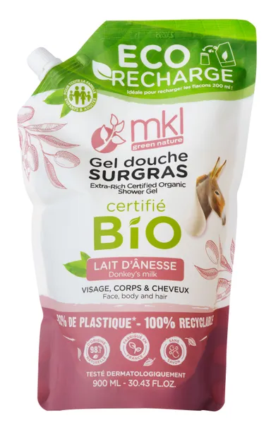 MKL Gel Douche Surgras Bio Lait d'Ânesse Recharge 900ml