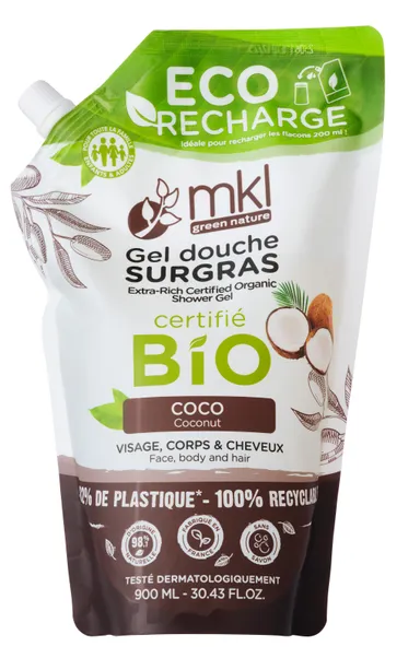 MKL Gel Douche Surgras Bio Coco Recharge 900ml