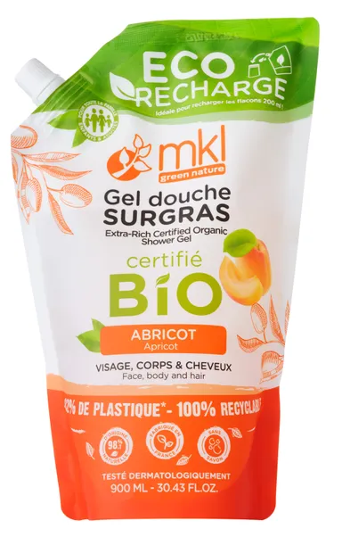 MKL Gel Douche Surgras Bio Abricot Recharge 900ml