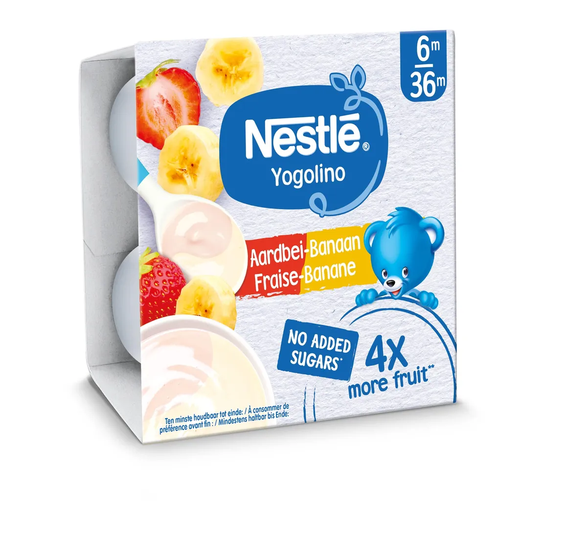 Nestlé Yogolino Aardbei Banaan Baby 6+ Maanden 4x90 g