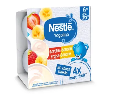 Nestlé Yogolino Aardbei Banaan Baby 6+ Maanden 4x90 g