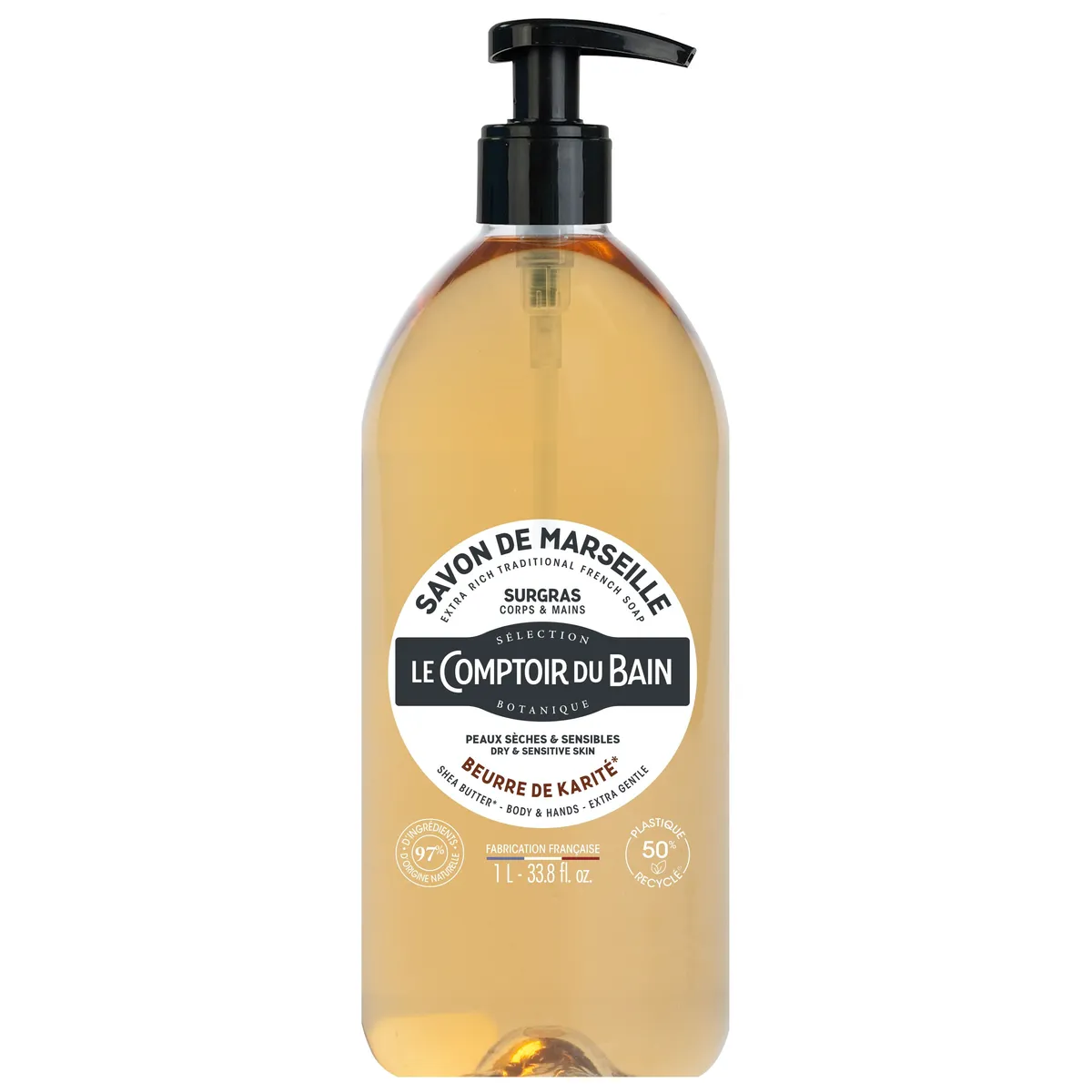 Le Comptoir du Bain Savon Liquide Surgras Marseille Karité 1L
