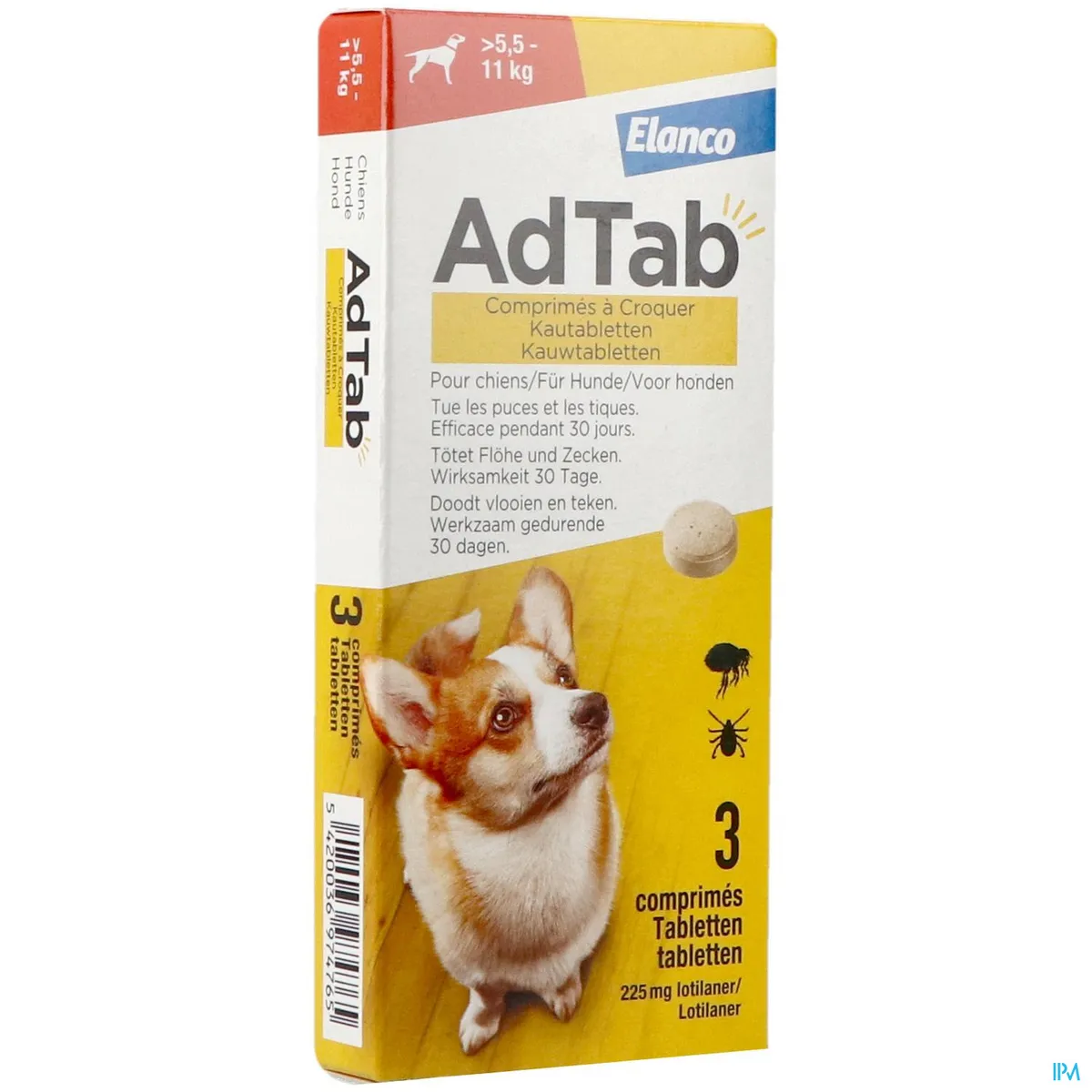 AdTab 225mg Chien >5,5-11kg 3 Comprimés