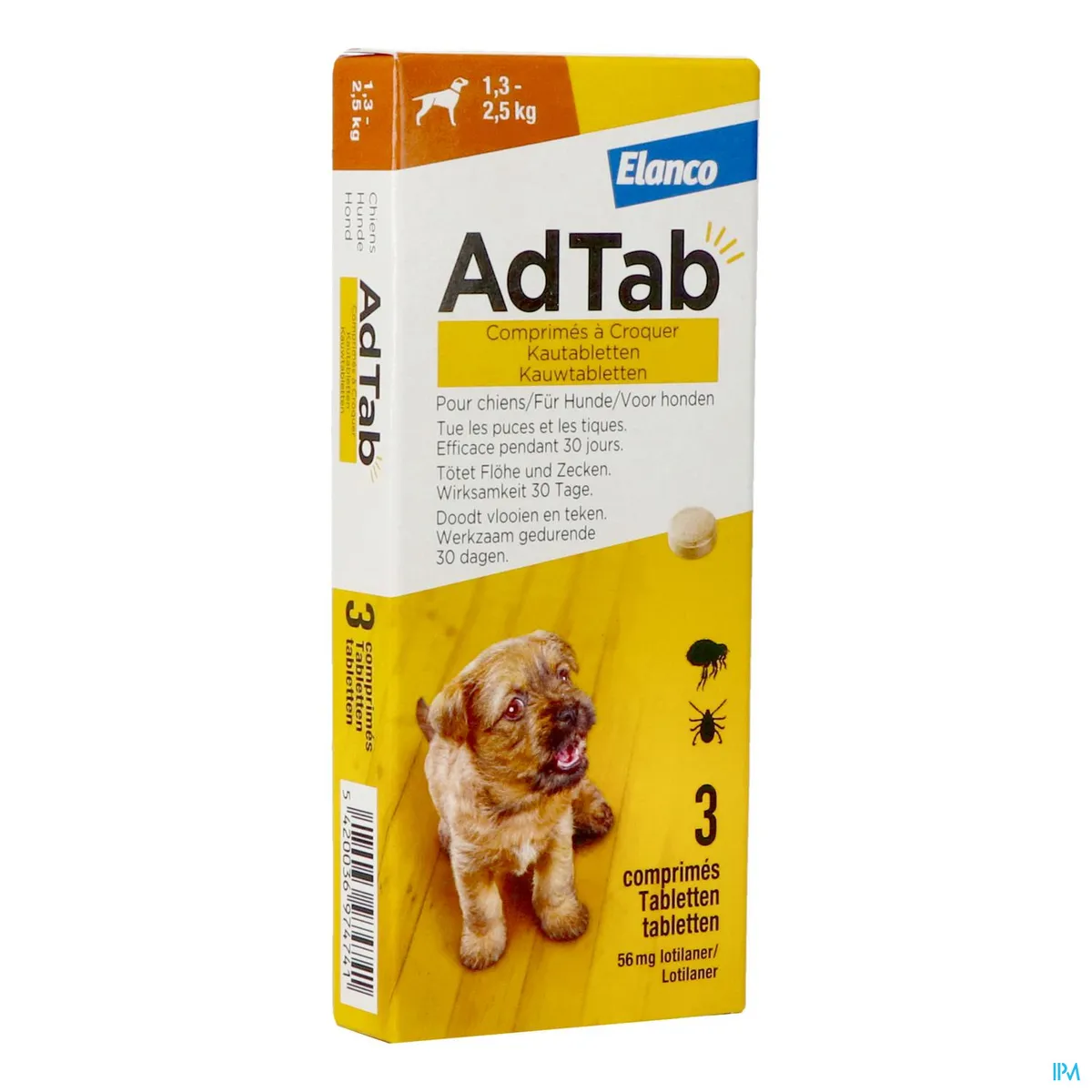 AdTab 56mg Chien >1,3-2,5kg 3 Comprimés