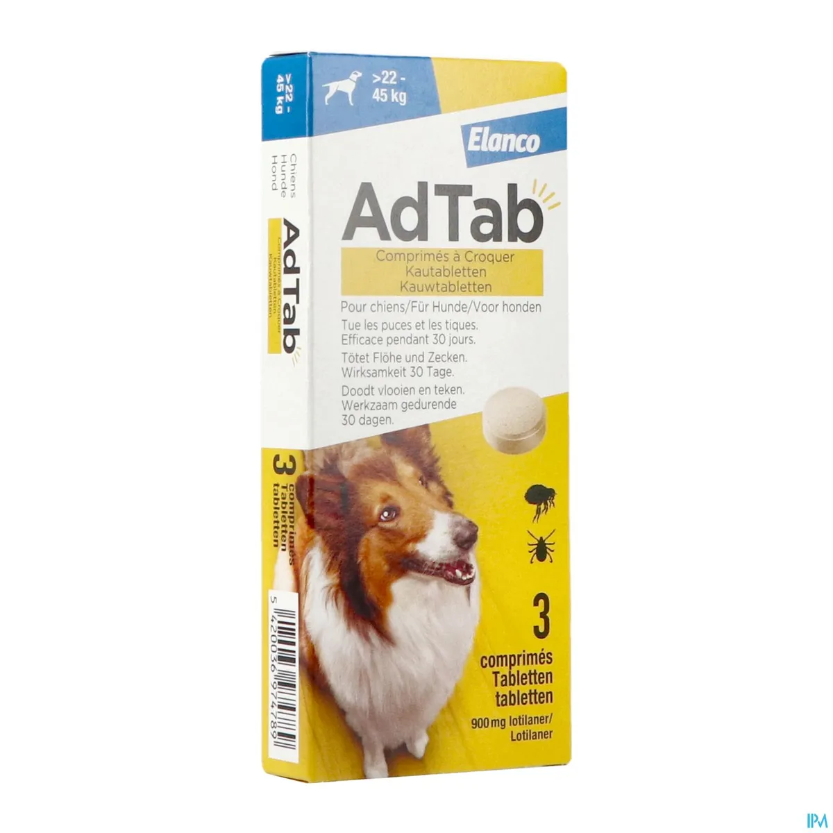 ADTAB 900MG HOND >22KG-45KG             KAUWTABL 3