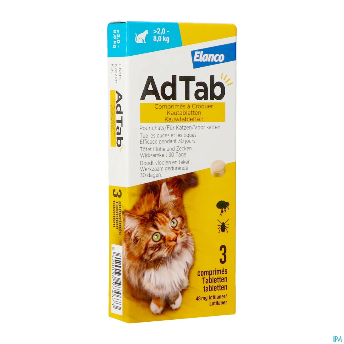 ADTAB 48MG KAT >2KG-8KG KAUWTABL 3