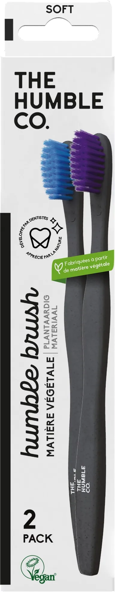 Humble Brosse à Dent Plastique Végétal Duo Bleu/Rose